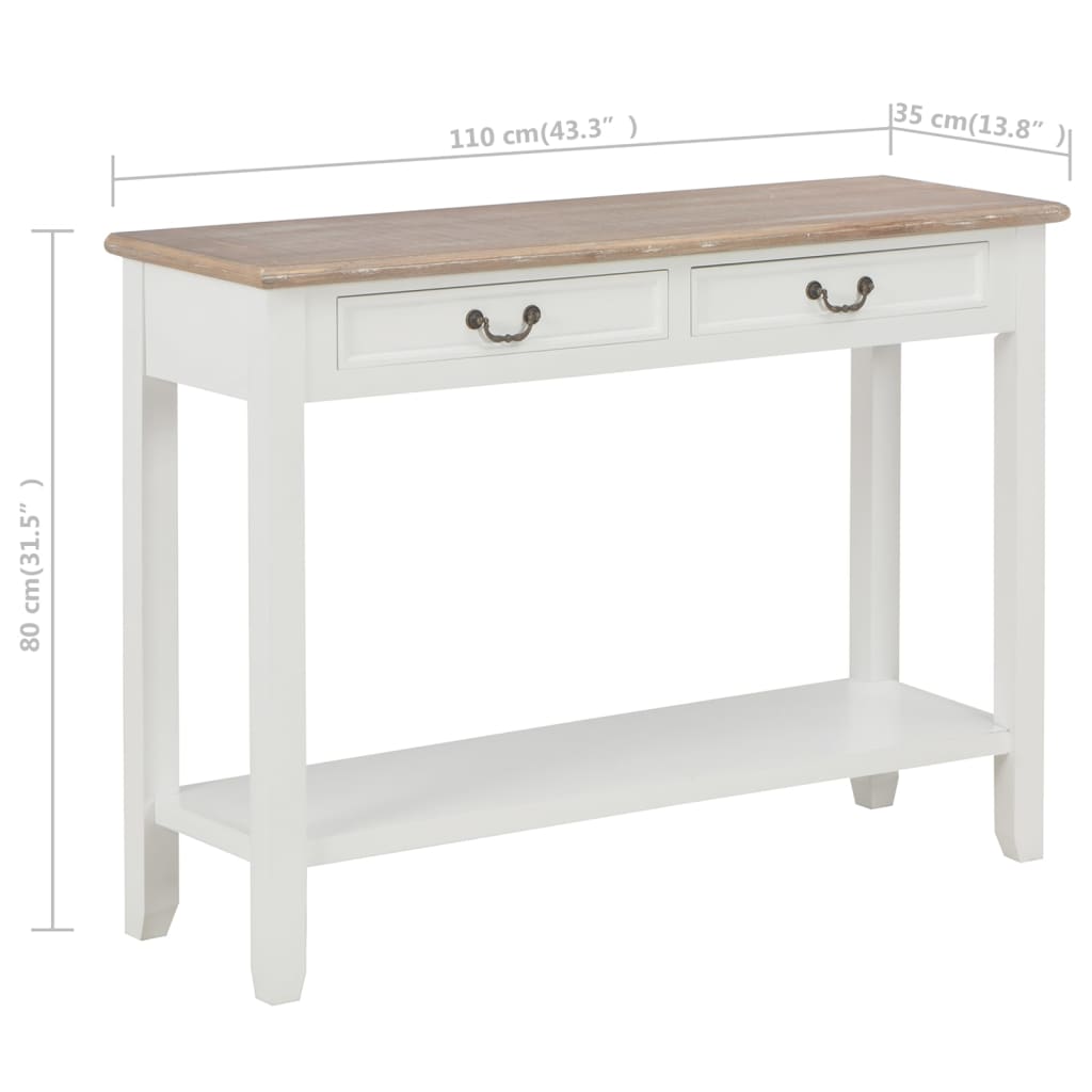 Console Table White 110X35X80 Cm Wood