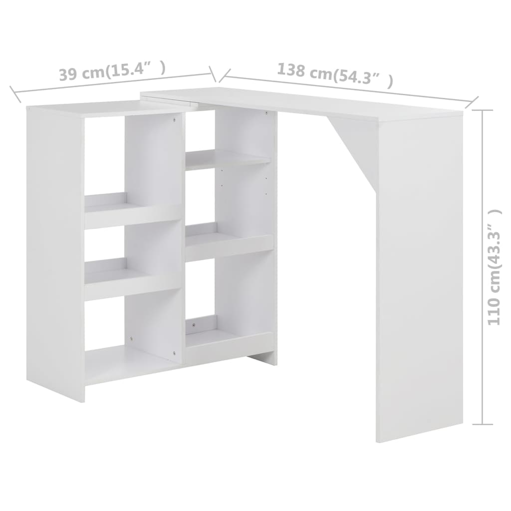 Bar Table With Moveable Shelf 138X39X110 Cm