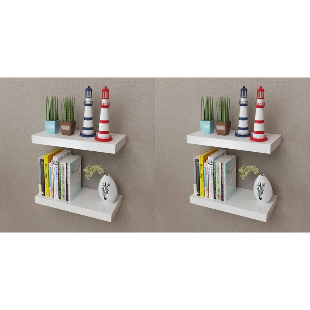 Floating Wall Display Shelves Book/Dvd Storage Mdf 2 Pcs