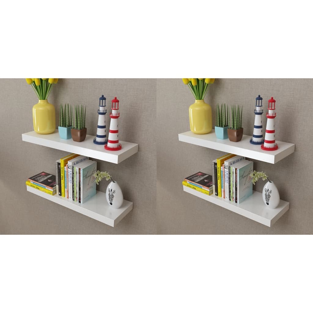 Floating Wall Display Shelves Book/Dvd Storage Mdf 2 Pcs
