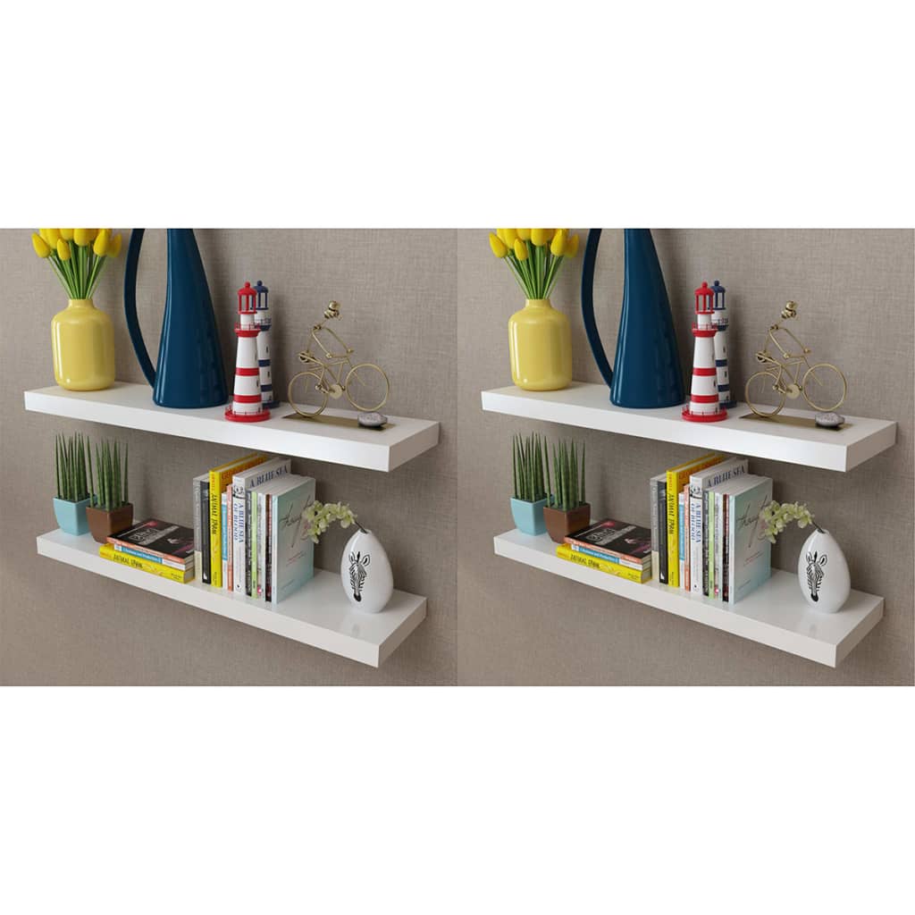 Floating Wall Display Shelves Book/Dvd Storage Mdf 2 Pcs