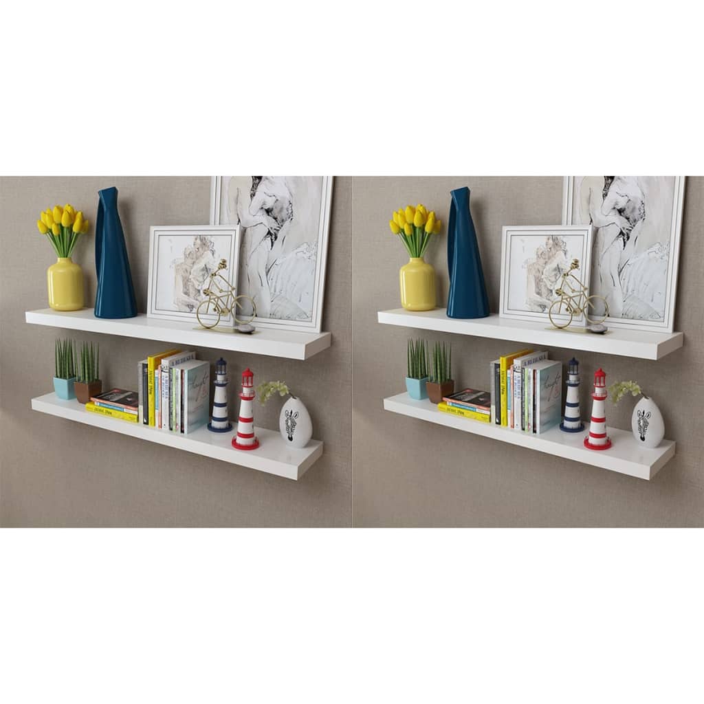 Floating Wall Display Shelves Book/Dvd Storage Mdf 2 Pcs