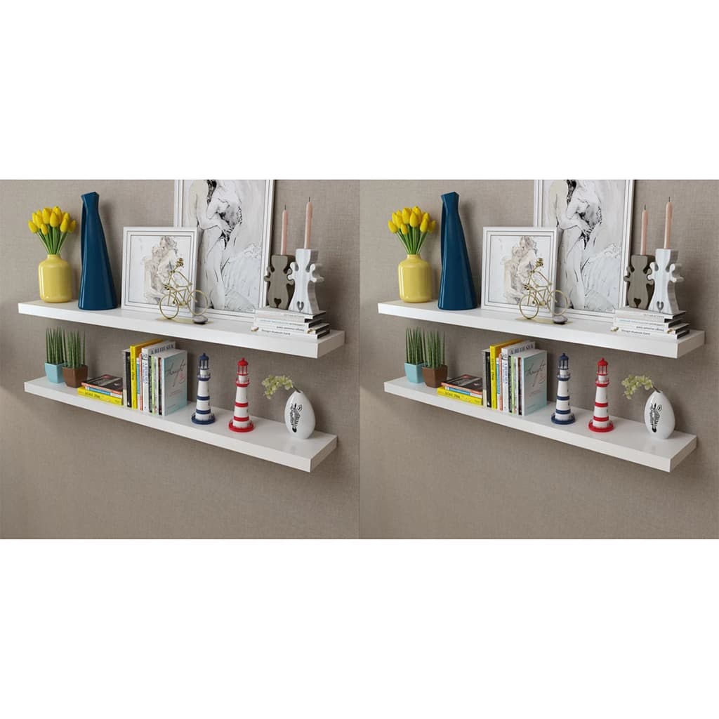 Floating Wall Display Shelves Book/Dvd Storage Mdf 2 Pcs