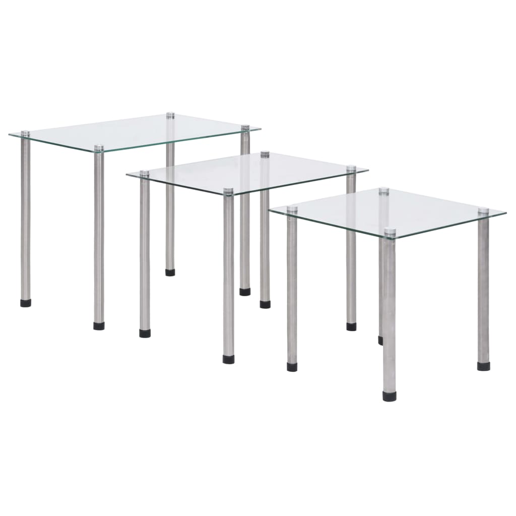 Nesting Tables 3 Pcs Tempered Glass