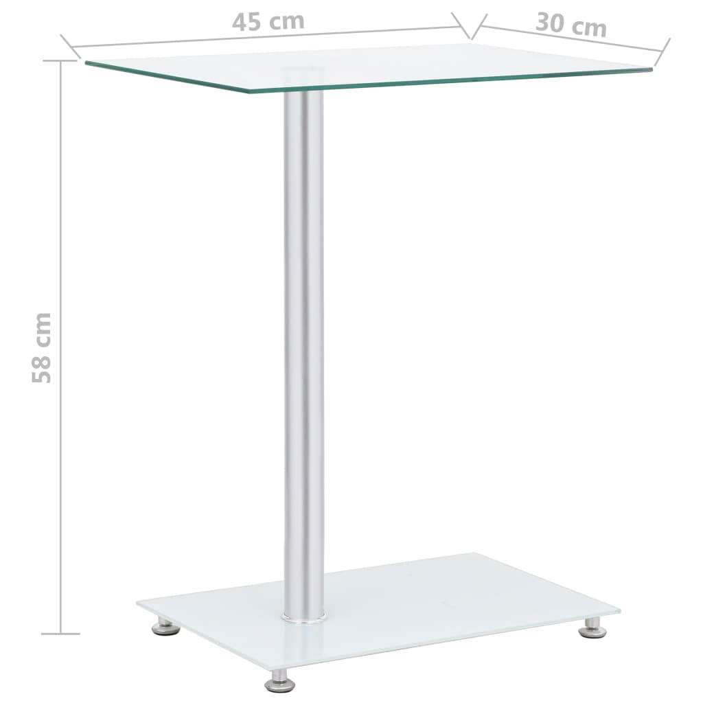 U-Shaped Side Table Transparent 45X30X58 Cm Tempered Glass