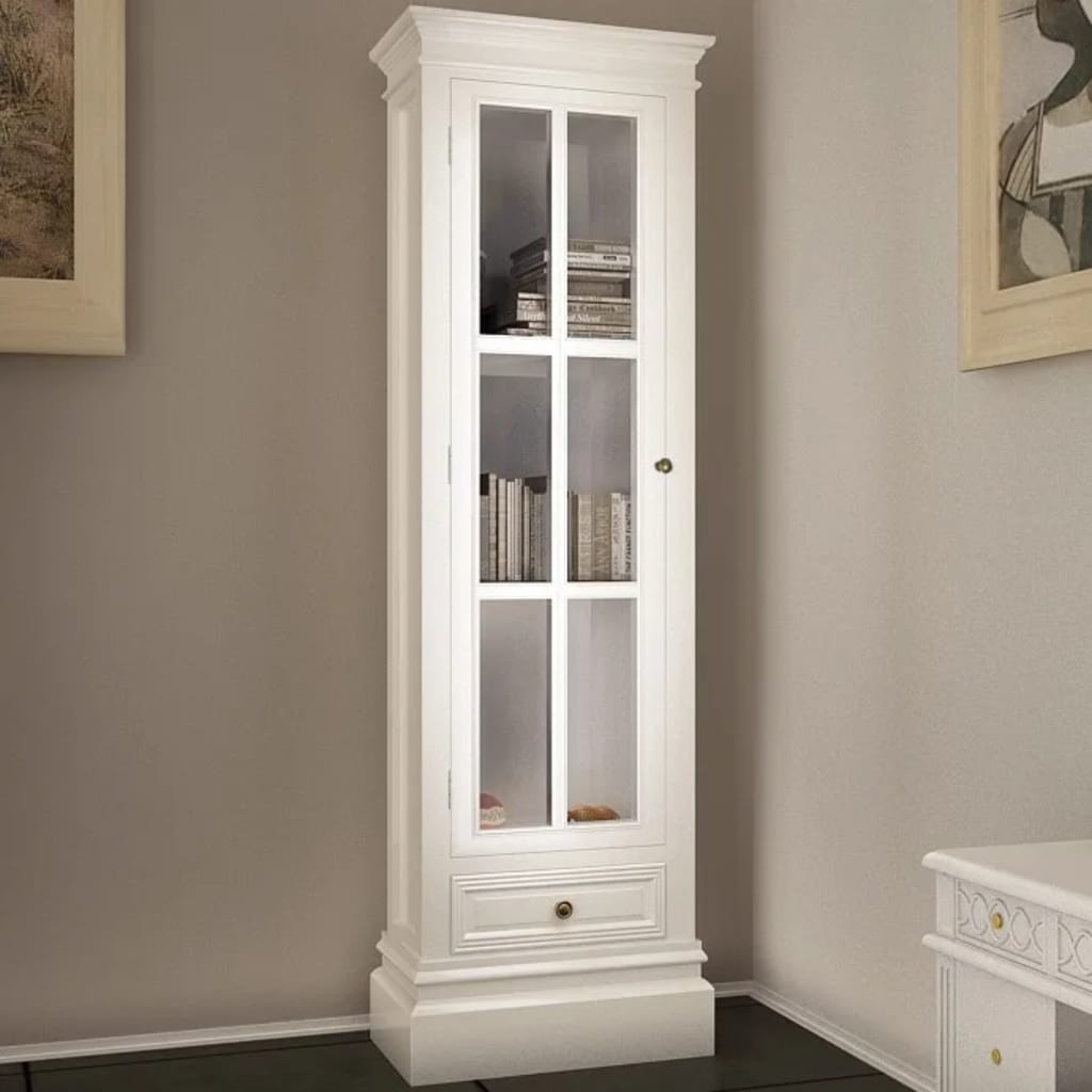 Chic Bookcase Cabinet With 3 Shelves White Wooden