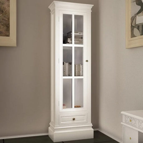 Chic Bookcase Cabinet With 3 Shelves White Wooden