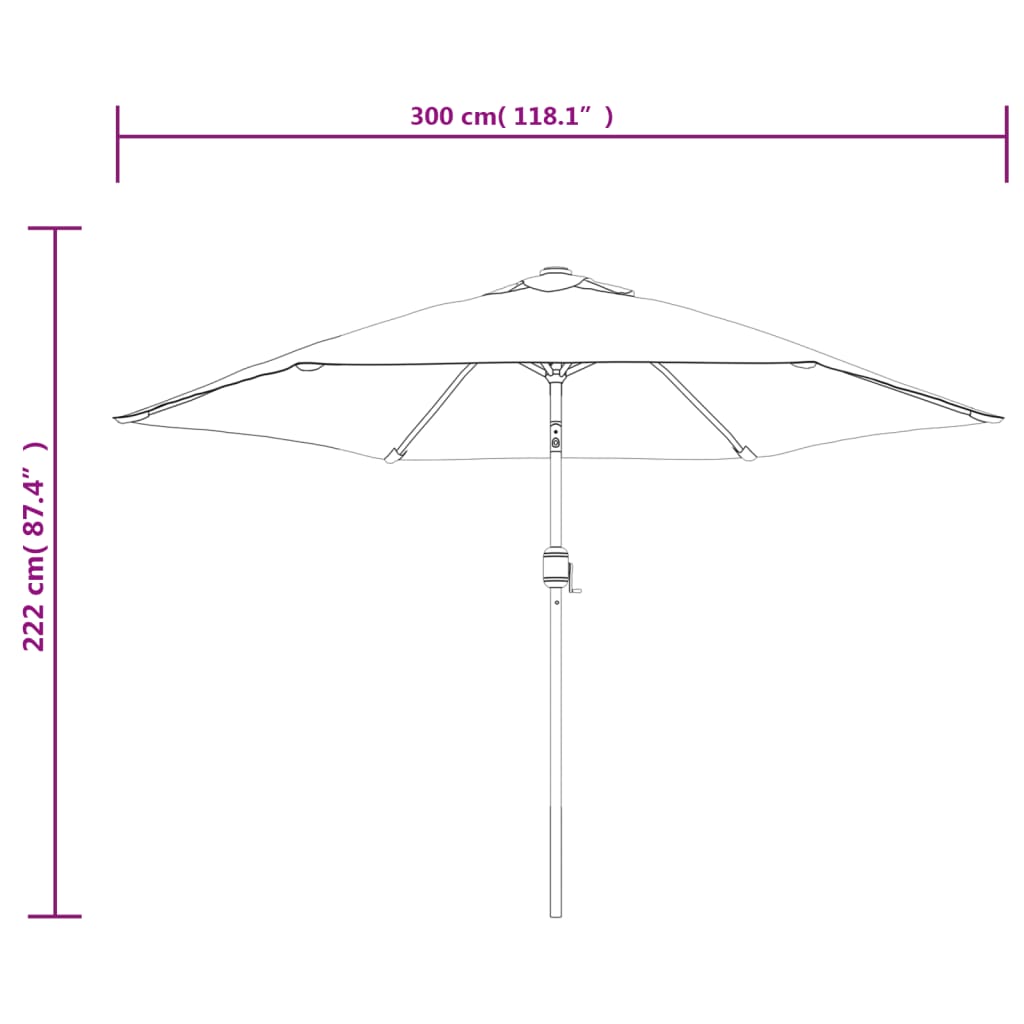 Garden Parasol 3M Steel Pole