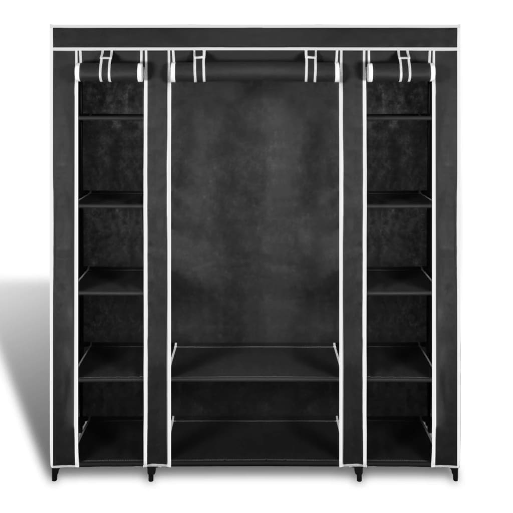Fabric Wardrobe With Compartments And Rods 45X150X176 Cm