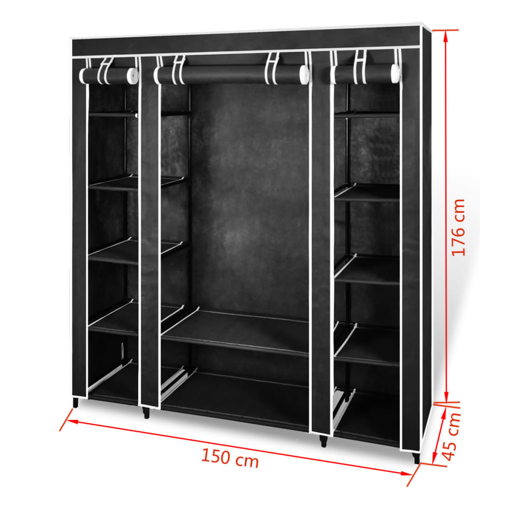 Fabric Wardrobe With Compartments And Rods 45X150X176 Cm