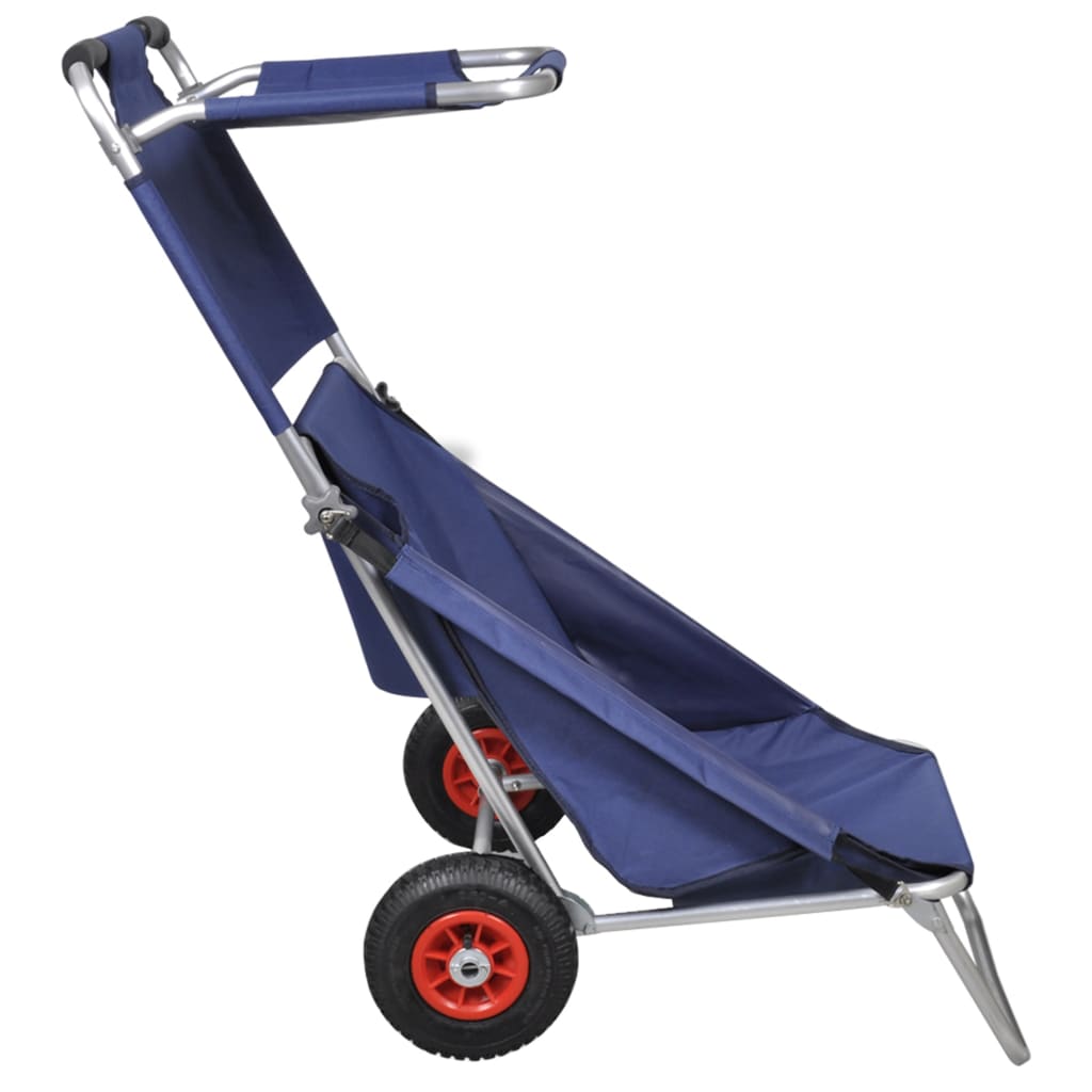 Beach Trolley With Wheels Portable Foldable Blue
