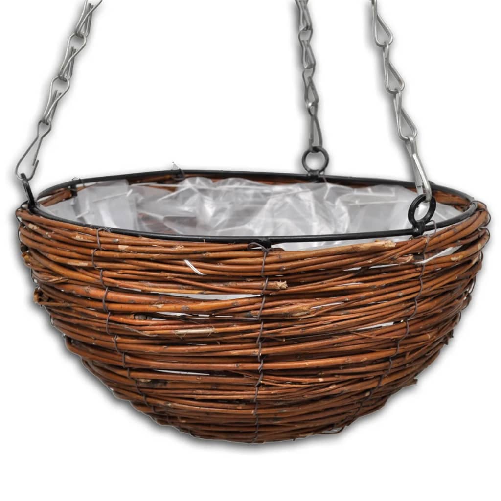 Hanging Round Willow Basket 4 Pcs With Liner & Chain