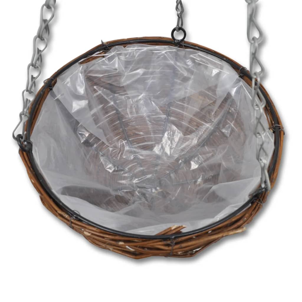 Hanging Round Willow Basket 4 Pcs With Liner & Chain
