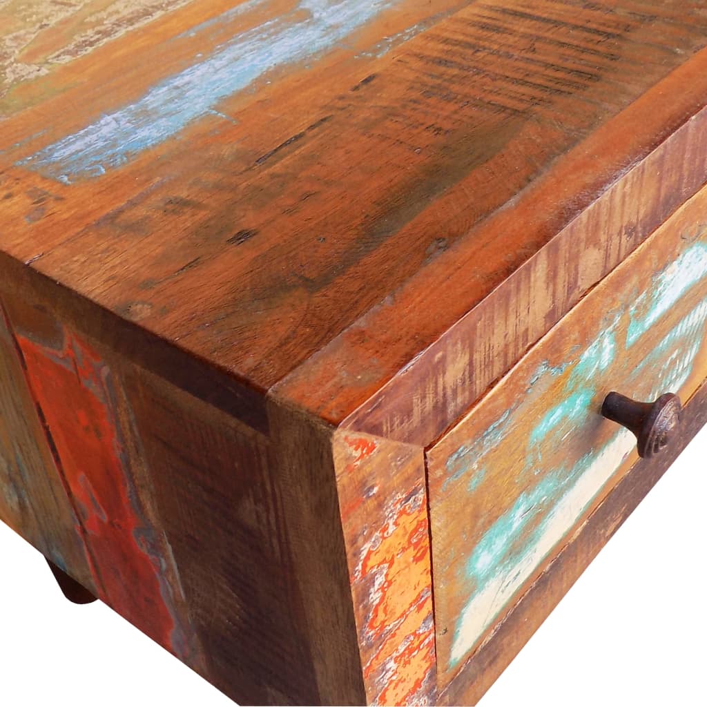 Coffee Table With Curved Edge 1 Drawer Reclaimed Wood