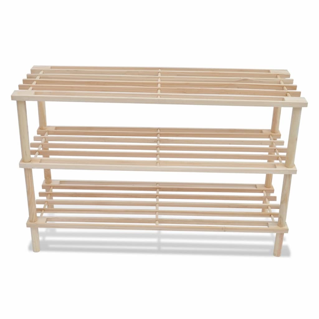 3-Tier Shoe Racks 2 Pcs Solid Fir Wood