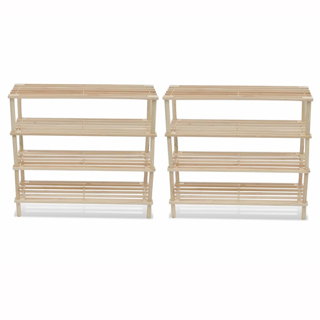 3-Tier Shoe Racks 2 Pcs Solid Fir Wood