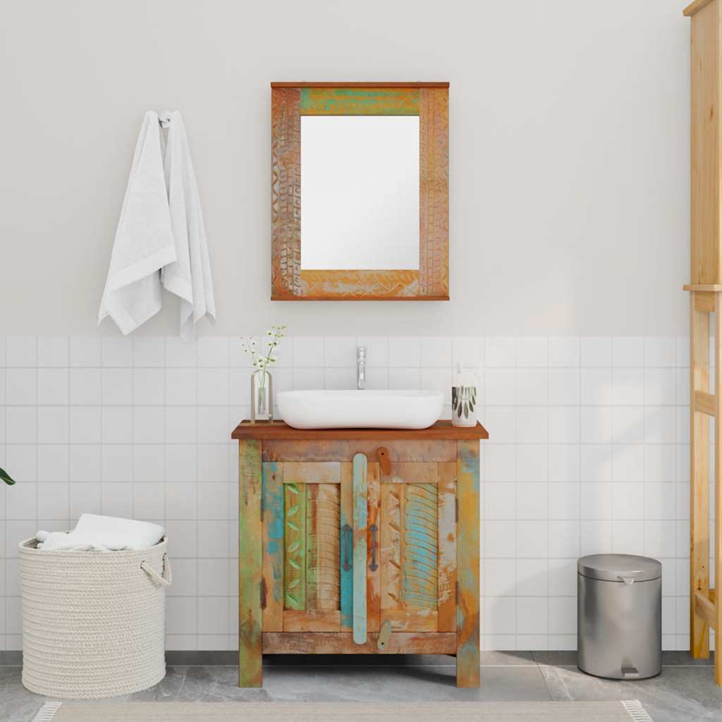 Reclaimed Solid Wood Bathroom Vanity Cabinet Set With Mirror