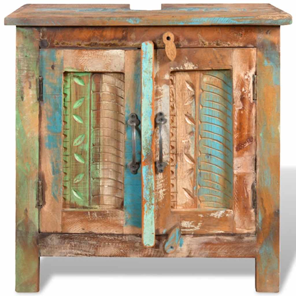 Reclaimed Solid Wood Bathroom Vanity Cabinet Set With Mirror