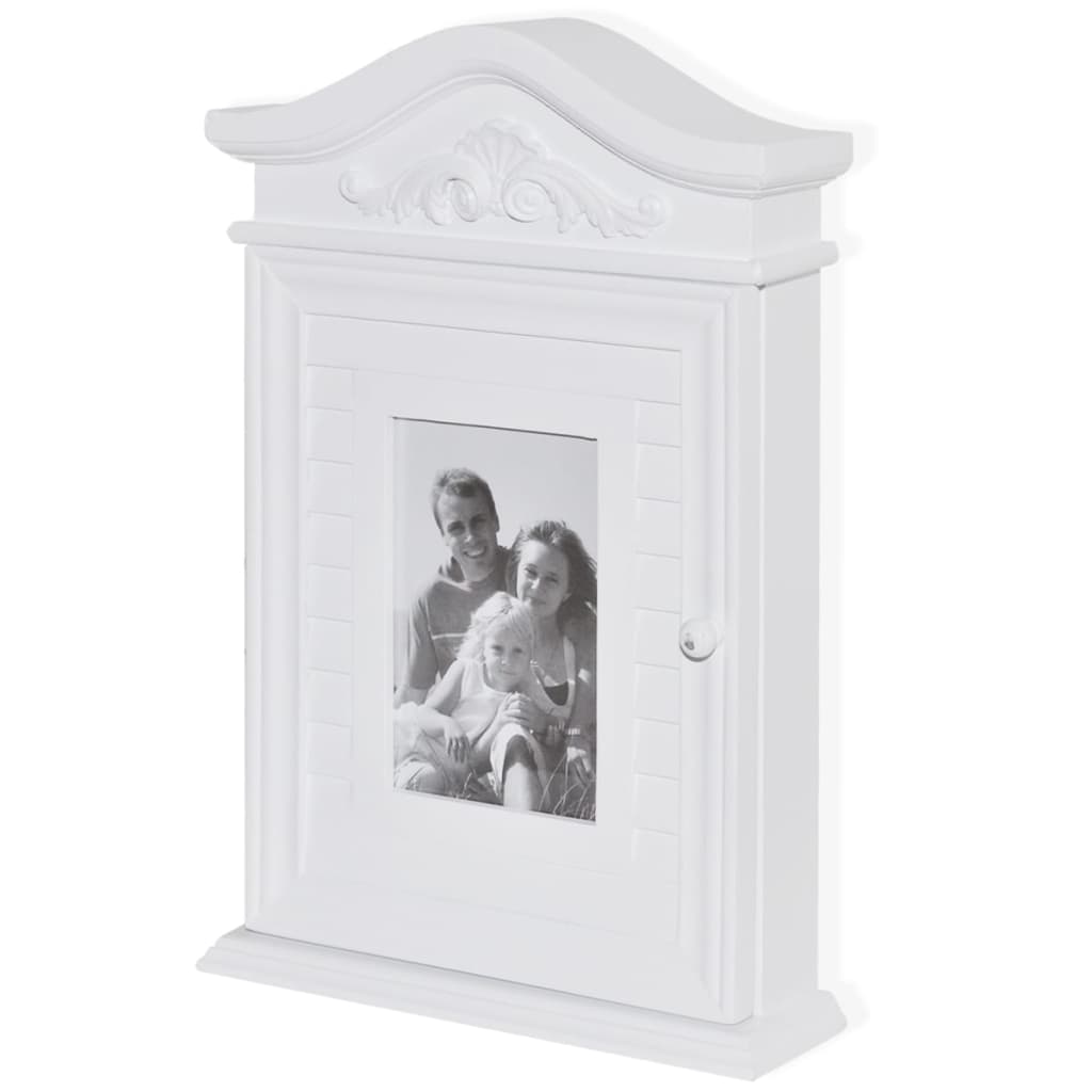 Key Cabinet With Photo Frame White