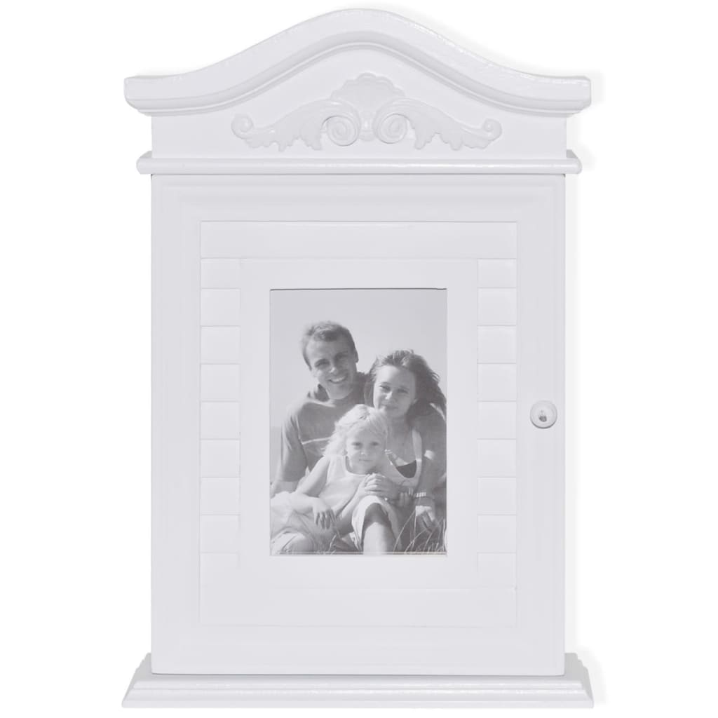 Key Cabinet With Photo Frame White