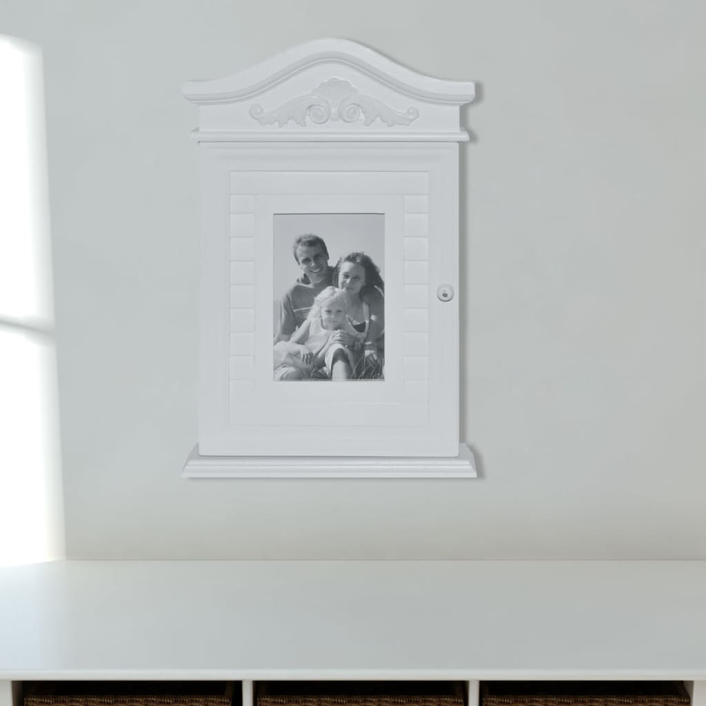 Key Cabinet With Photo Frame White