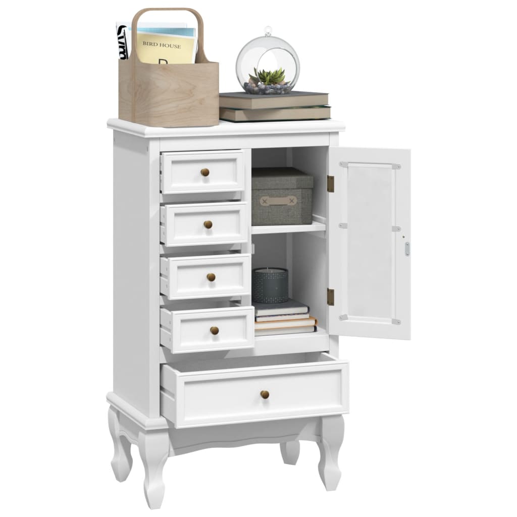 Cabinet With 5 Drawers 2 Shelves White