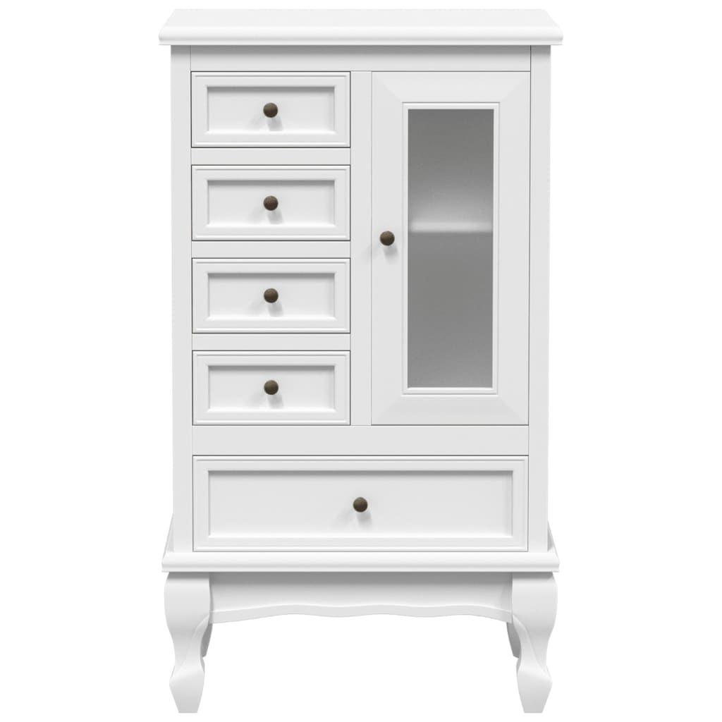 Cabinet With 5 Drawers 2 Shelves White