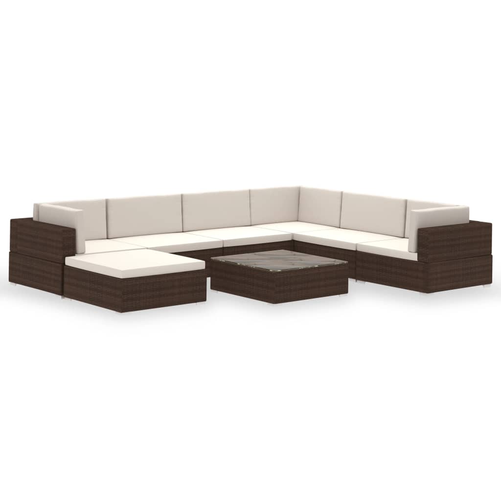8 Piece Garden Lounge Set With Cushions Poly Rattan