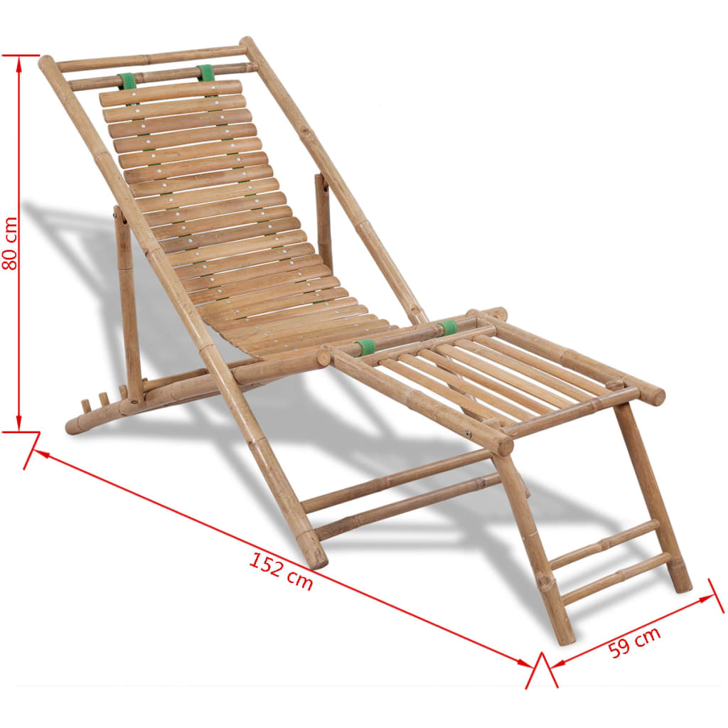 Outdoor Deck Chair With Footrest Bamboo