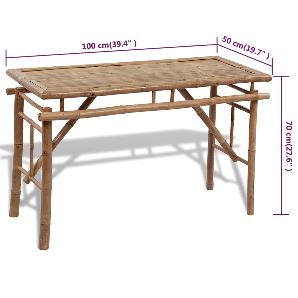 Beer Table With 2 Benches 100 Cm Bamboo