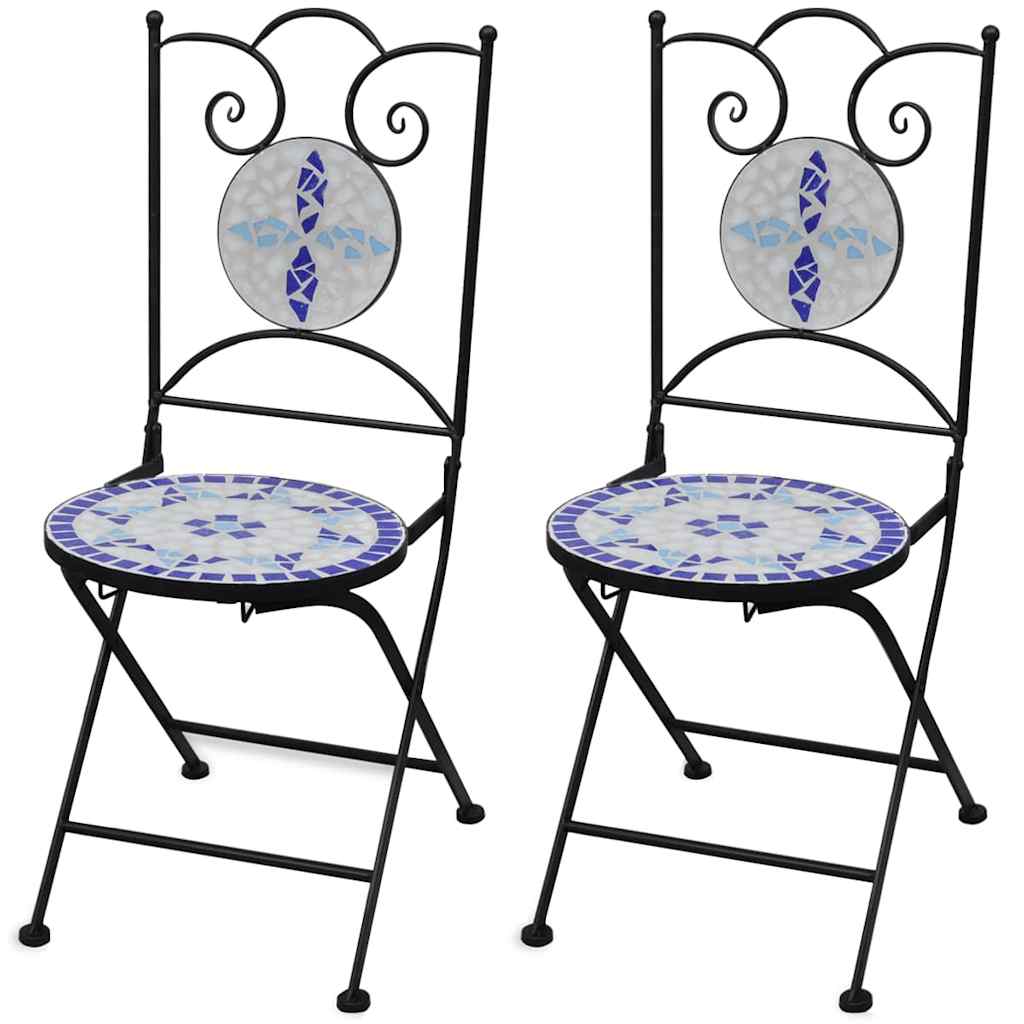 Folding Bistro Chairs 2 Pcs Ceramic And White