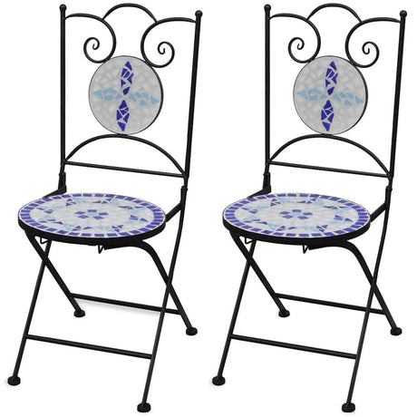 Folding Bistro Chairs 2 Pcs Ceramic And White