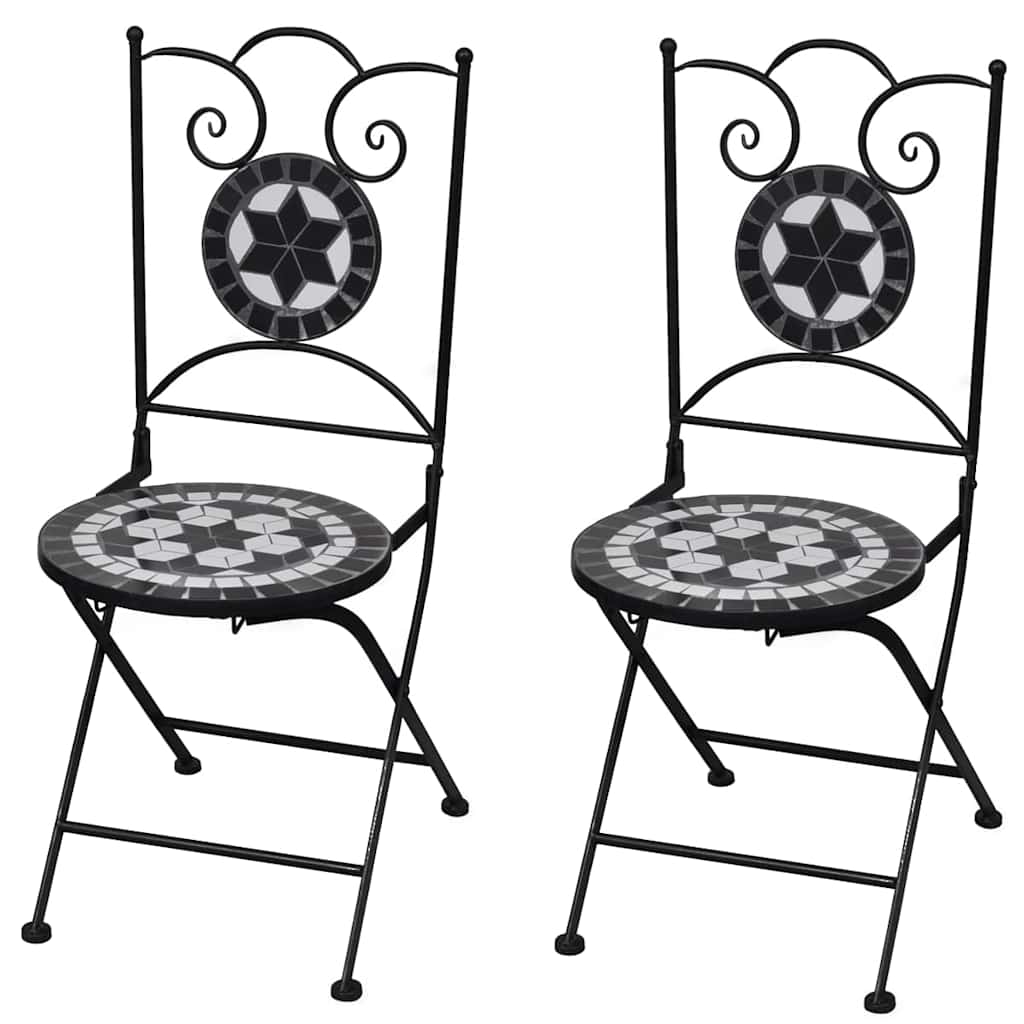 Folding Bistro Chairs 2 Pcs Ceramic And White