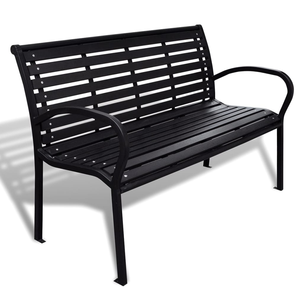 Garden Bench Steel And Wpc Black And