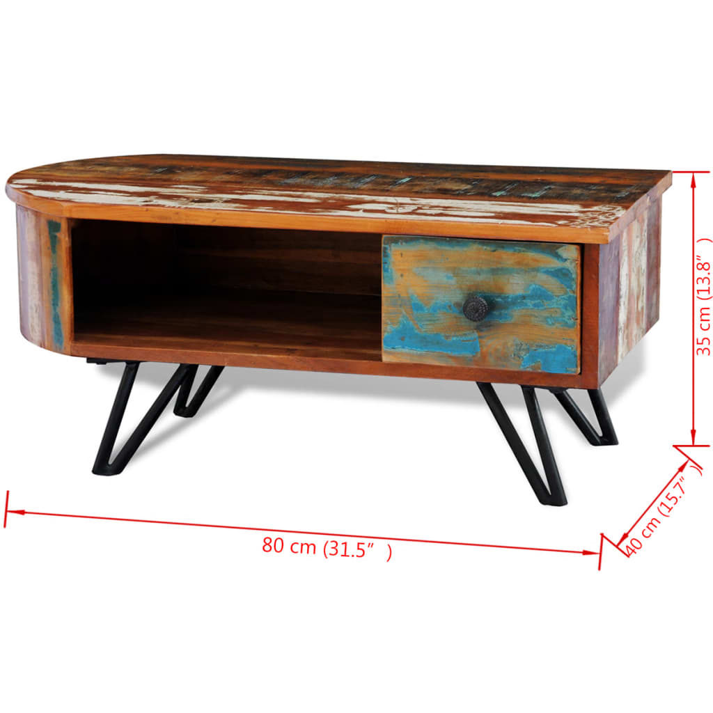 Coffee Table With Iron Pin Legs Solid Reclaimed Wood