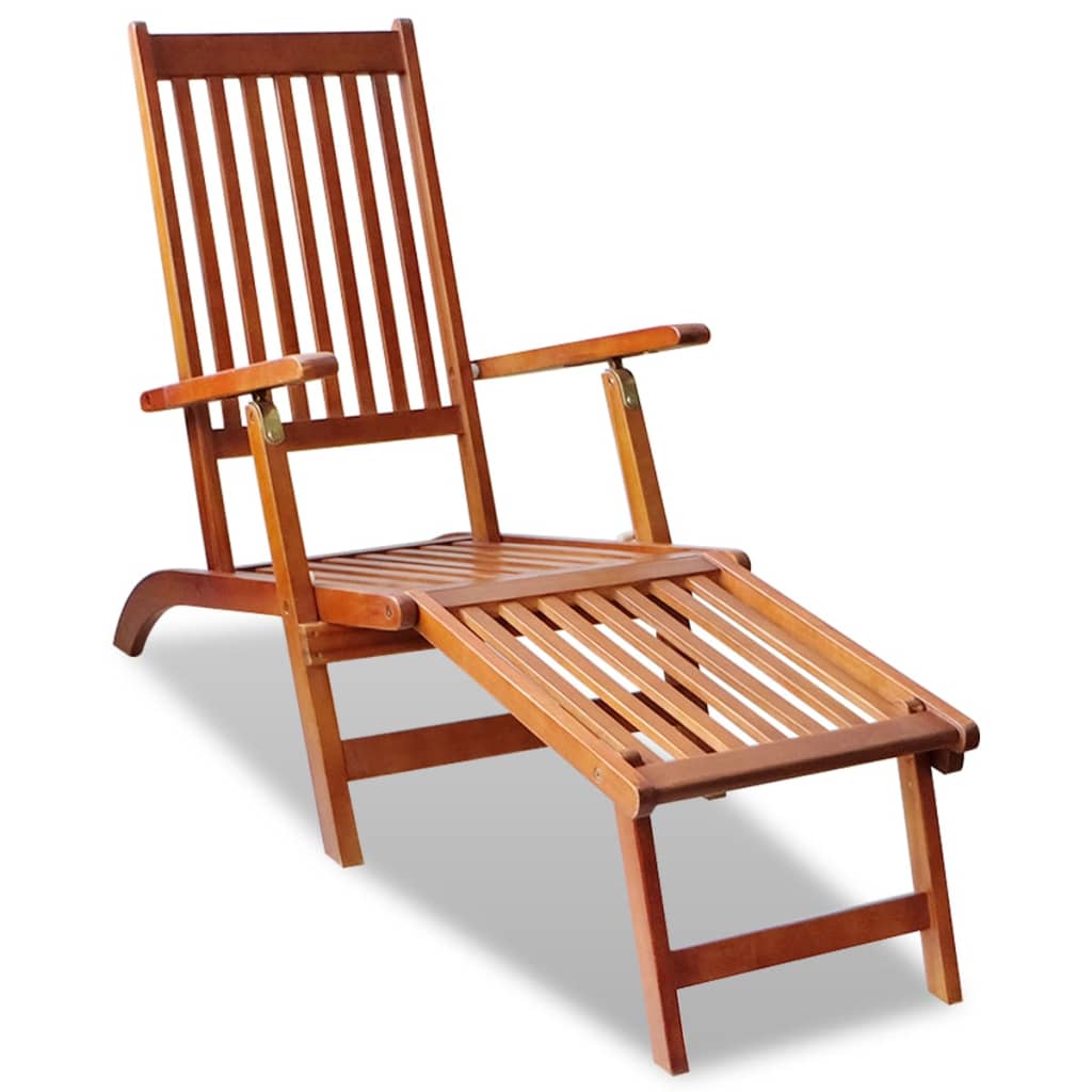Outdoor Deck Chairs With Footrests 2 Pcs Solid Wood Acacia