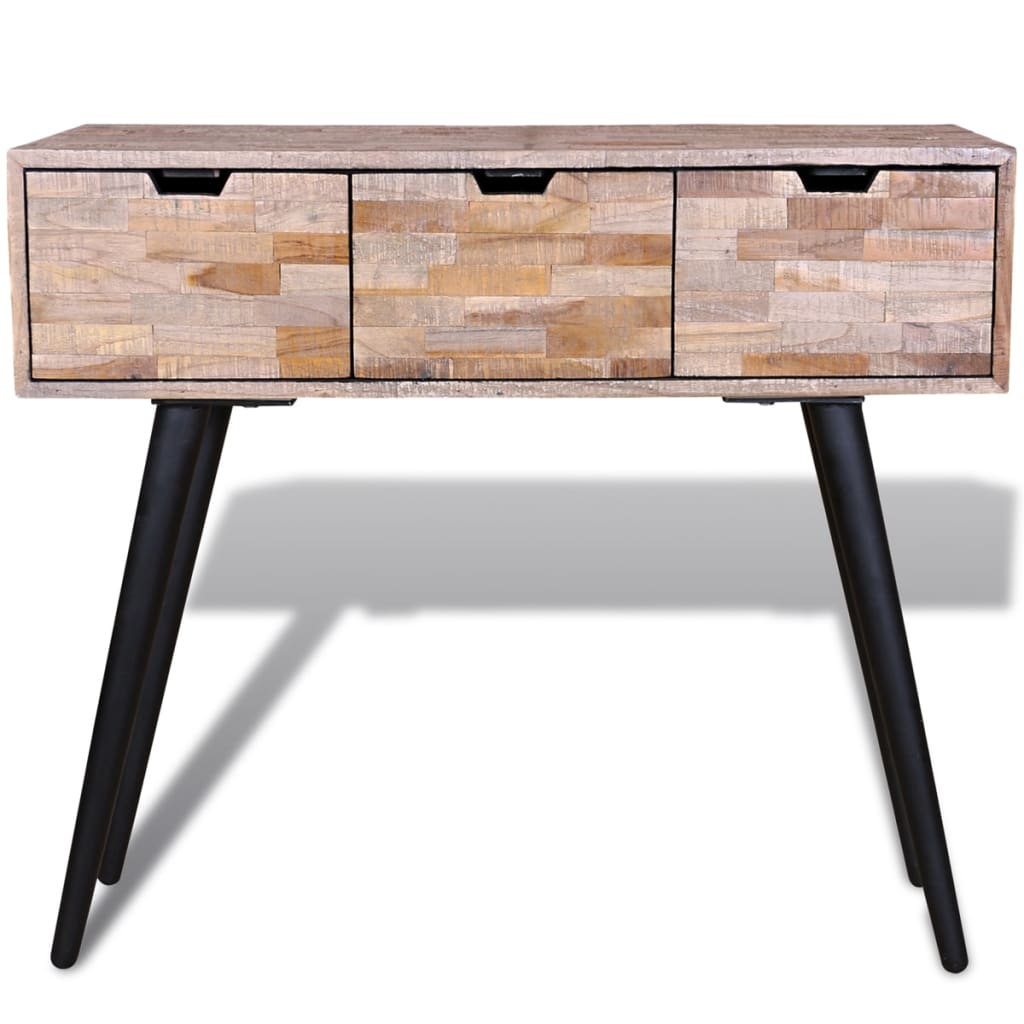 Console Table With 3 Drawers Reclaimed Teak Wood