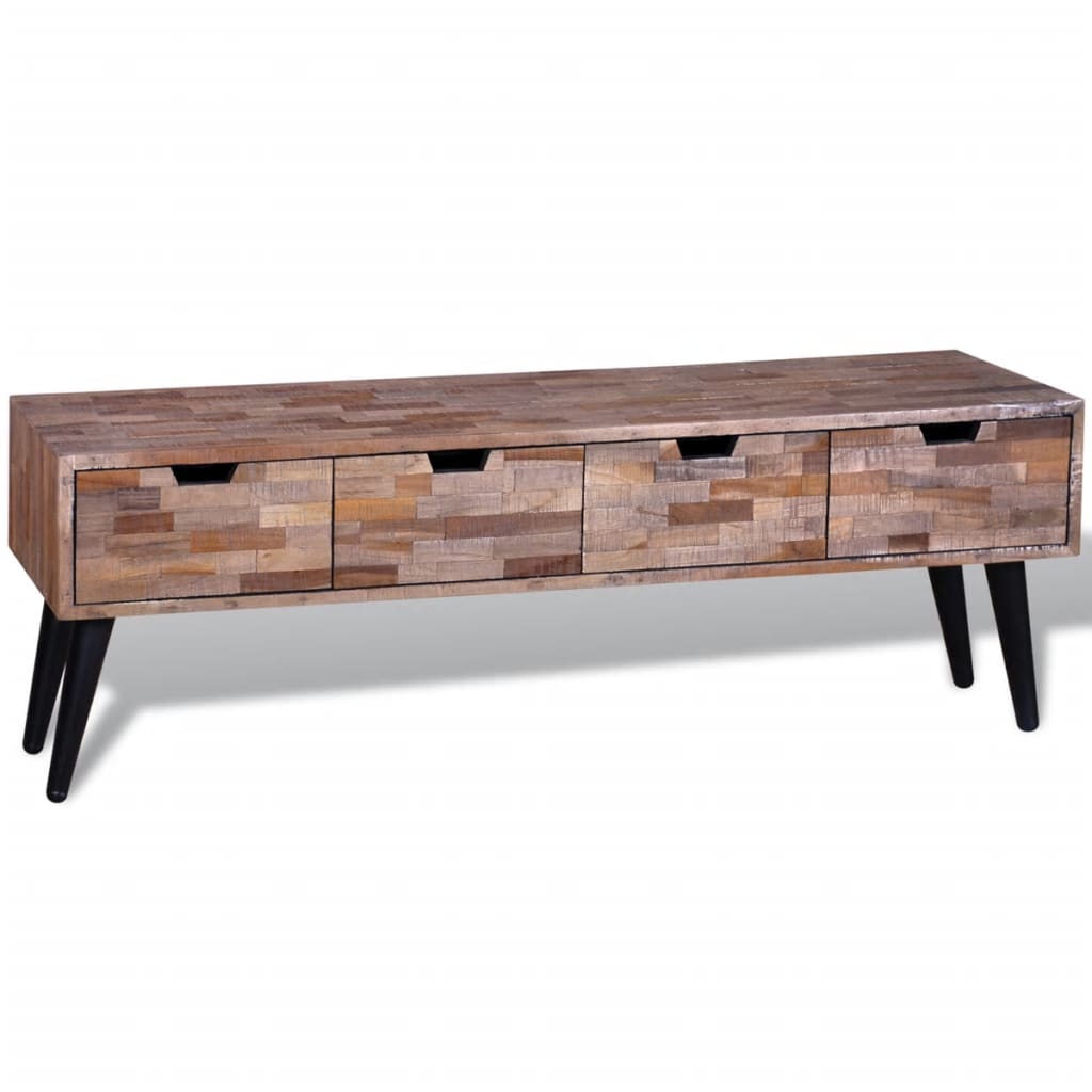 Console Tv Cabinet With 4 Drawers Reclaimed Teak