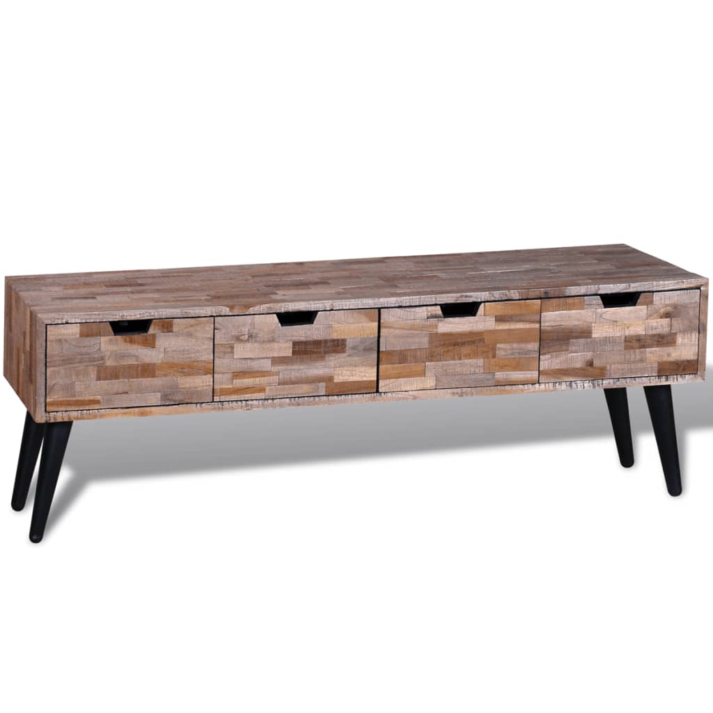 Console Tv Cabinet With 4 Drawers Reclaimed Teak