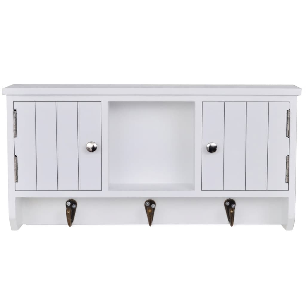 Wall Cabinet For Keys And Jewelery With Doors And Hooks
