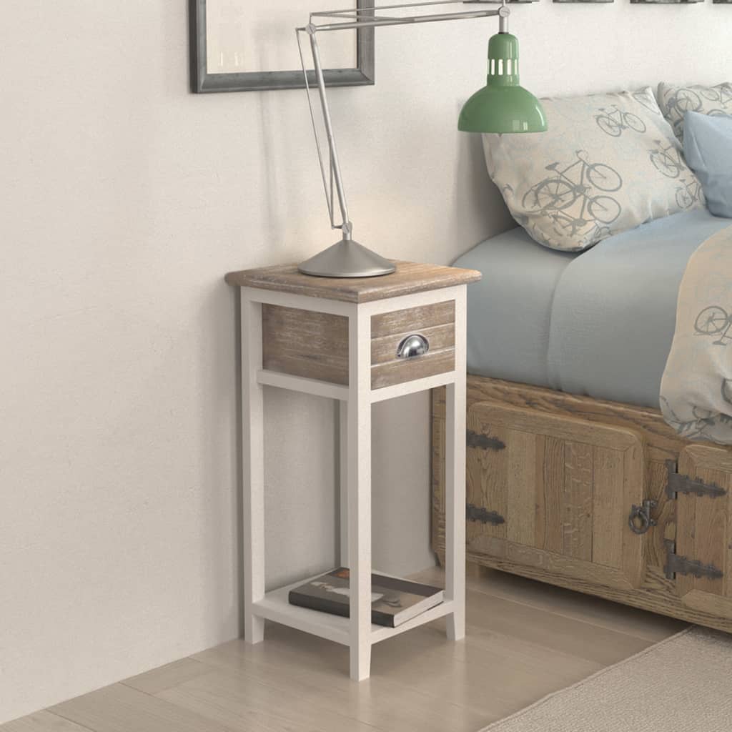 Nightstand With 1 Drawer And White