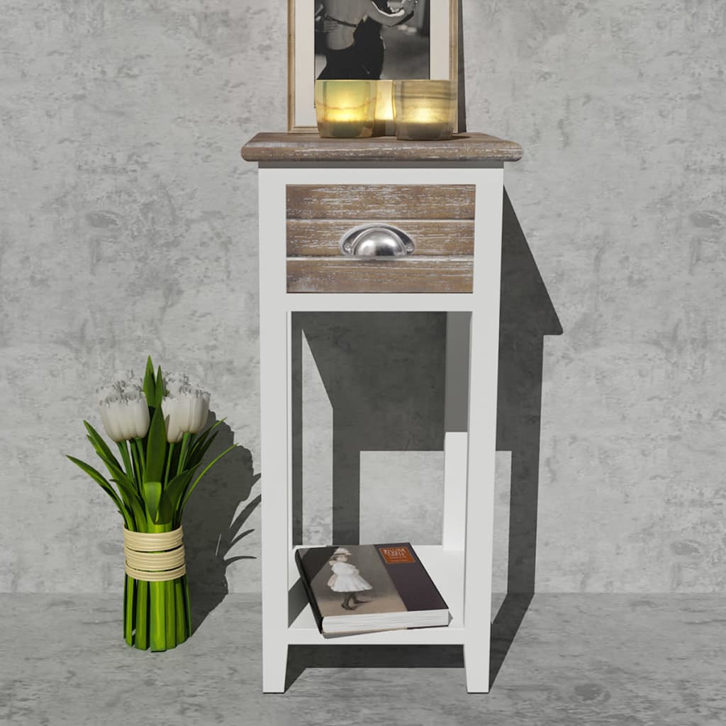 Nightstand With 1 Drawer And White