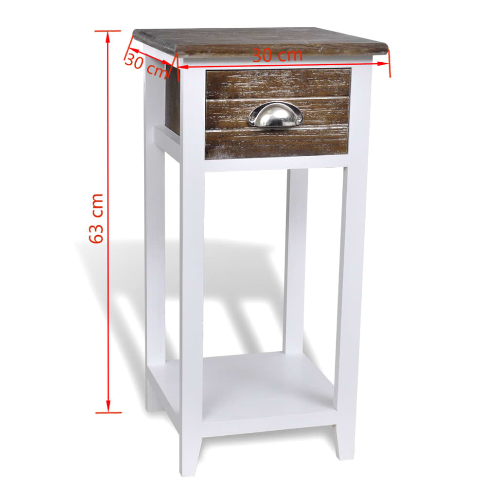 Nightstand With 1 Drawer And White