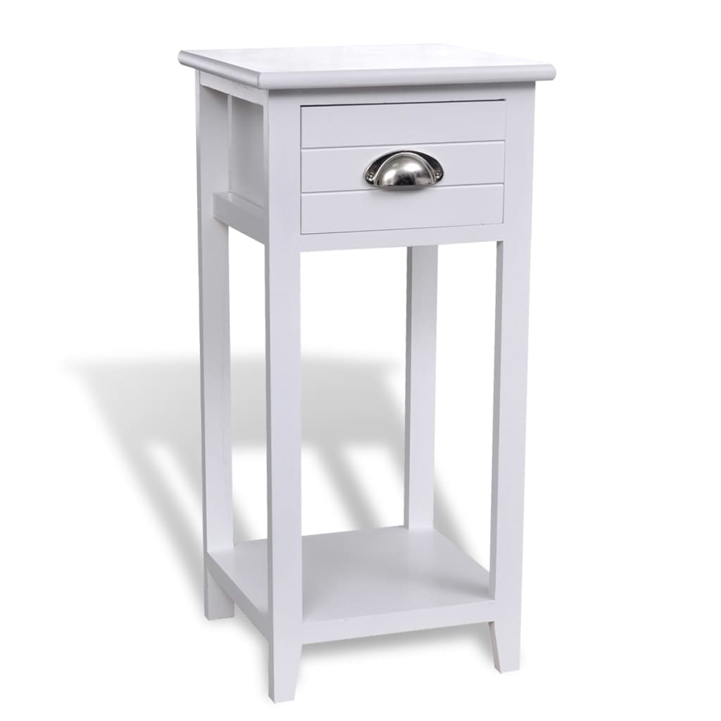 Nightstand With 1 Drawer And White