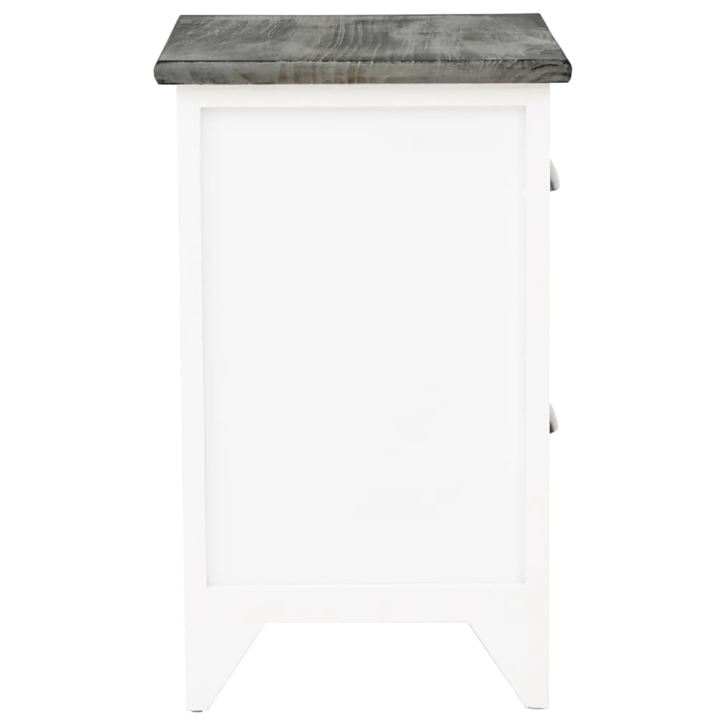 Nightstand 2 Pcs With 2 Drawers Grey And White