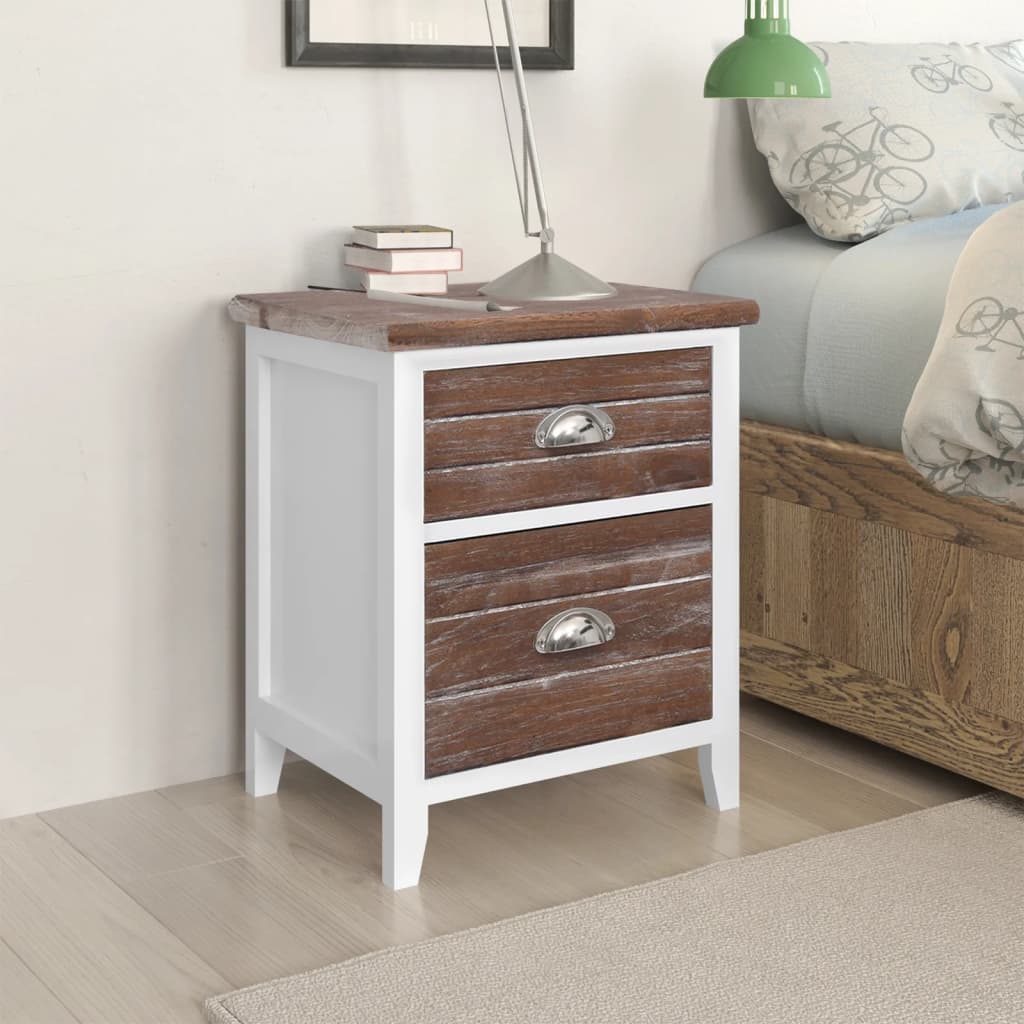 Nightstand 2 Pcs With 2 Drawers Grey And White