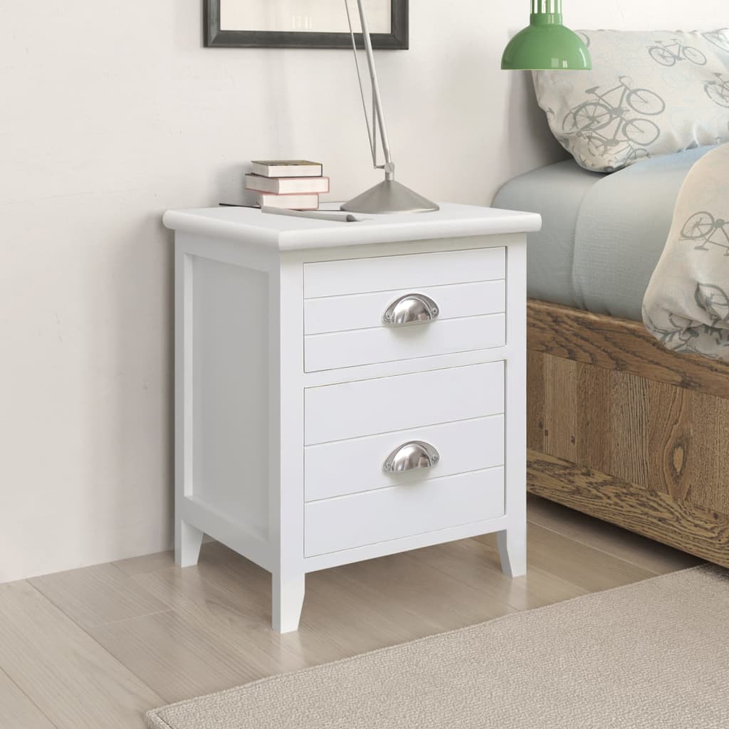 Nightstand 2 Pcs With 2 Drawers Grey And White