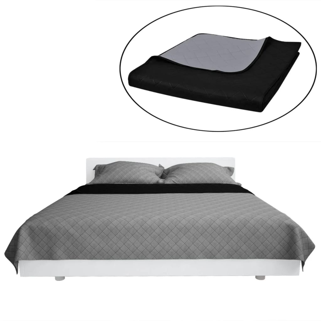 Double-Sided Quilted Bedspread Black/Grey