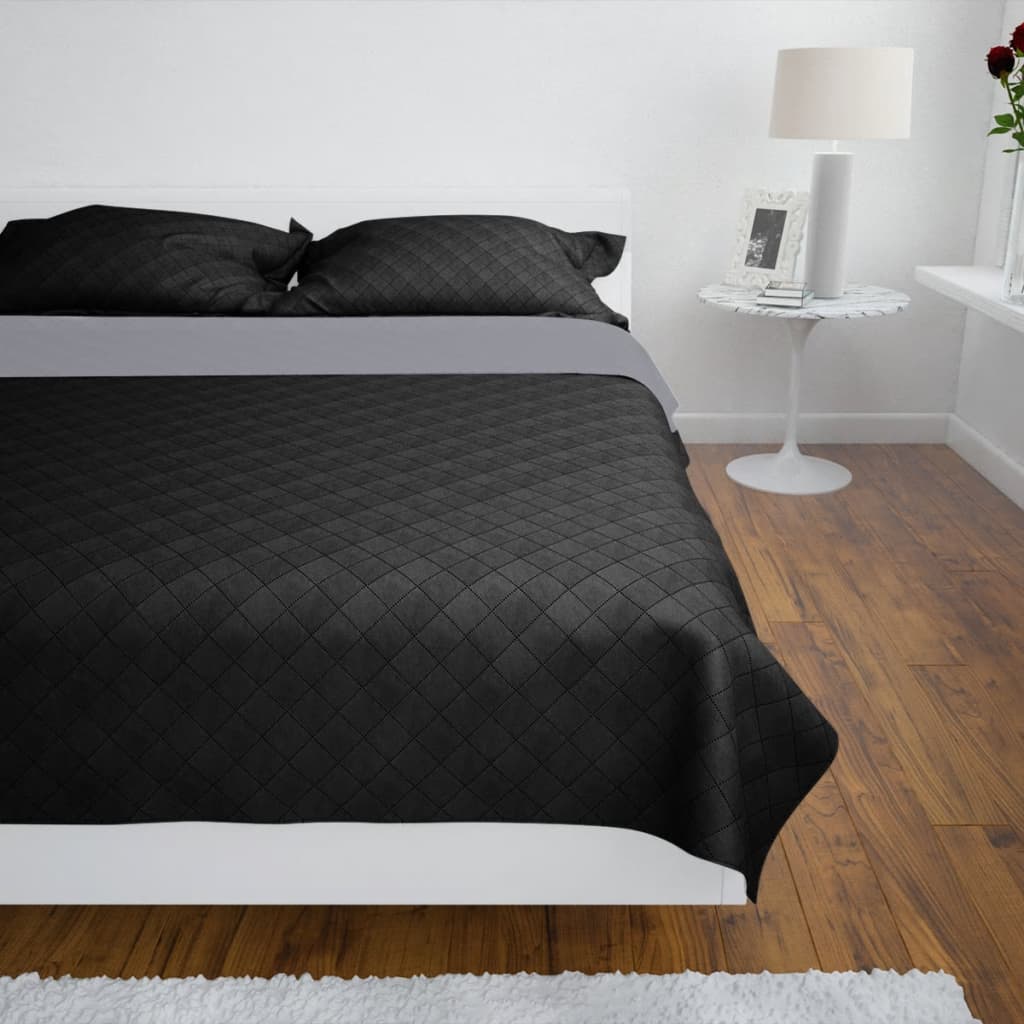 Double-Sided Quilted Bedspread Black/Grey