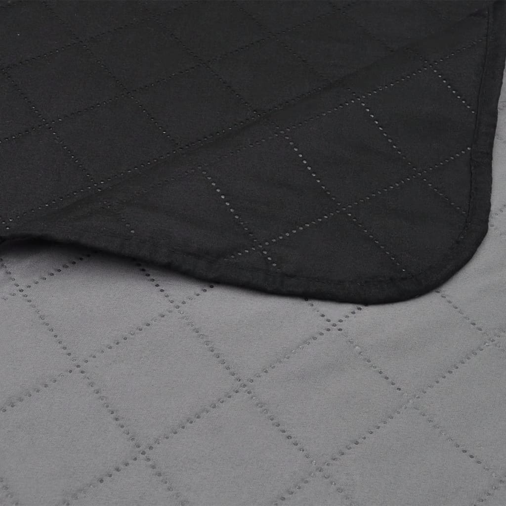 Double-Sided Quilted Bedspread Black/Grey